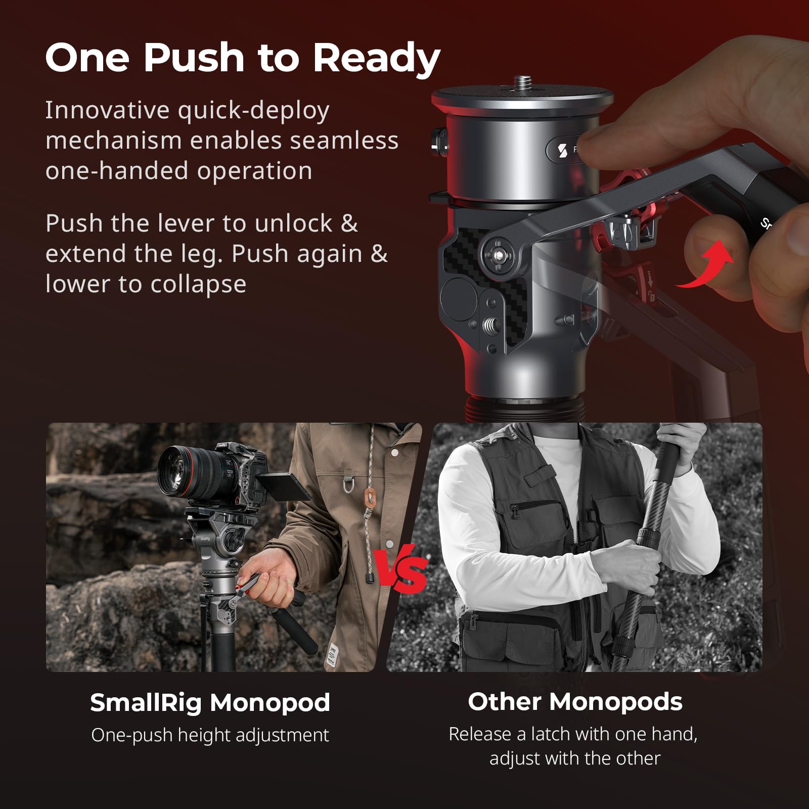 Amazon | SmallRig 175cm カーボンファイバー製ビデオ一脚 カメラ用